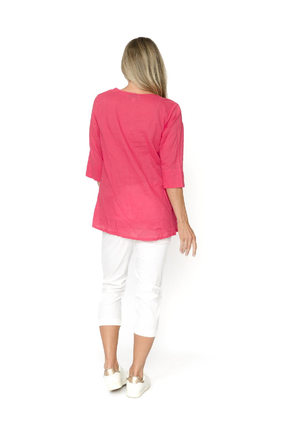 Oriëntique Evie Pleated Top With 3/4 Sleeve