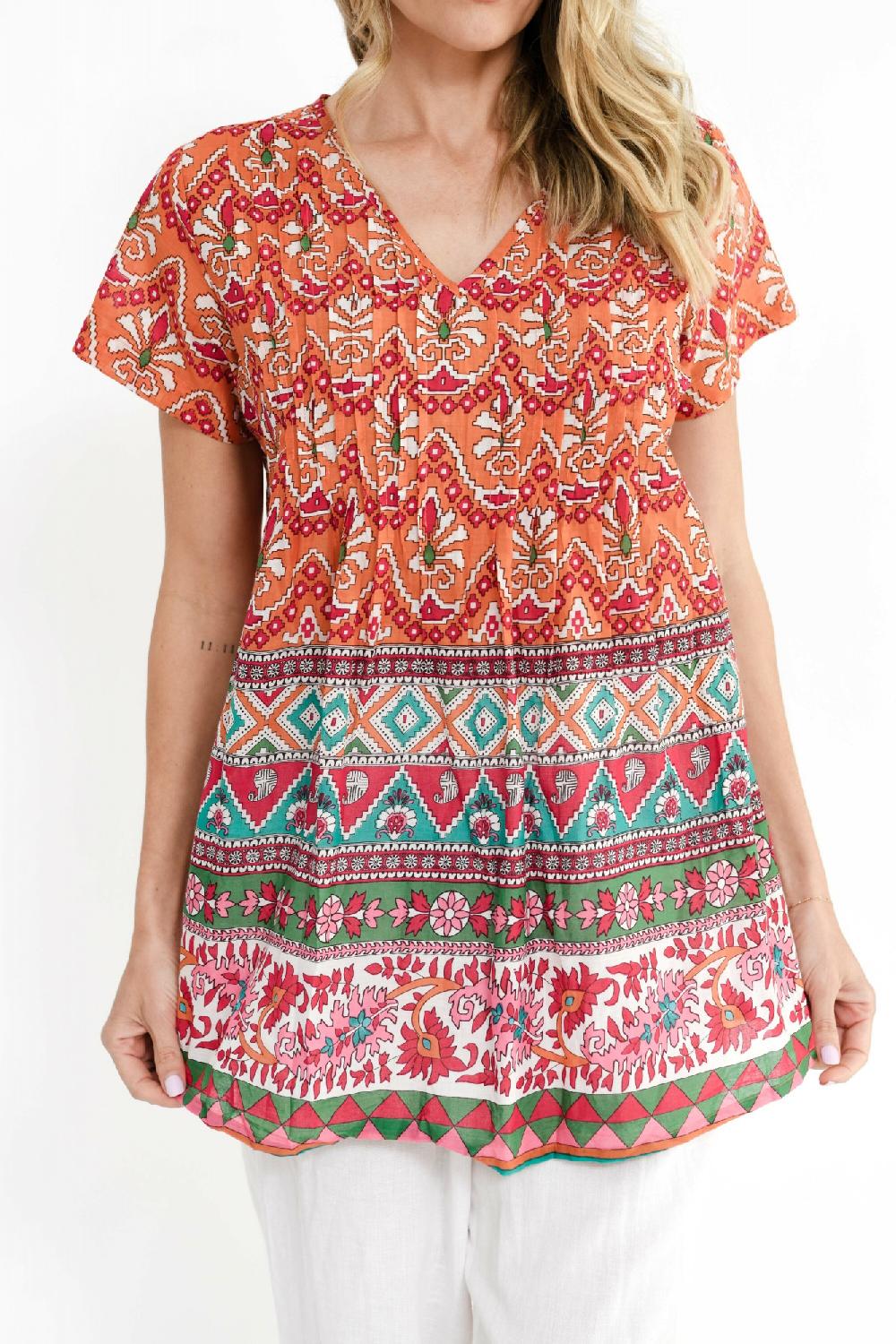 Oriëntique Kayla Cotton Blouse Short Sleeve