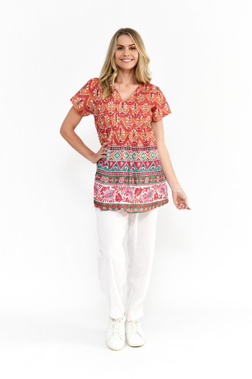 oriëntique Kayla Cotton Blouse Short Sleeve