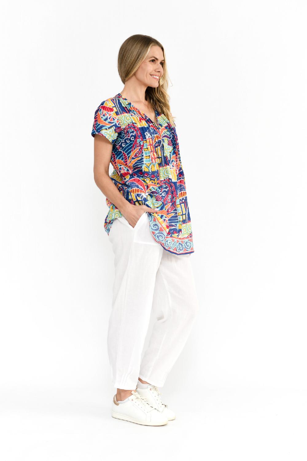 Oriëntique Kayla Cotton Blouse Short Sleeve