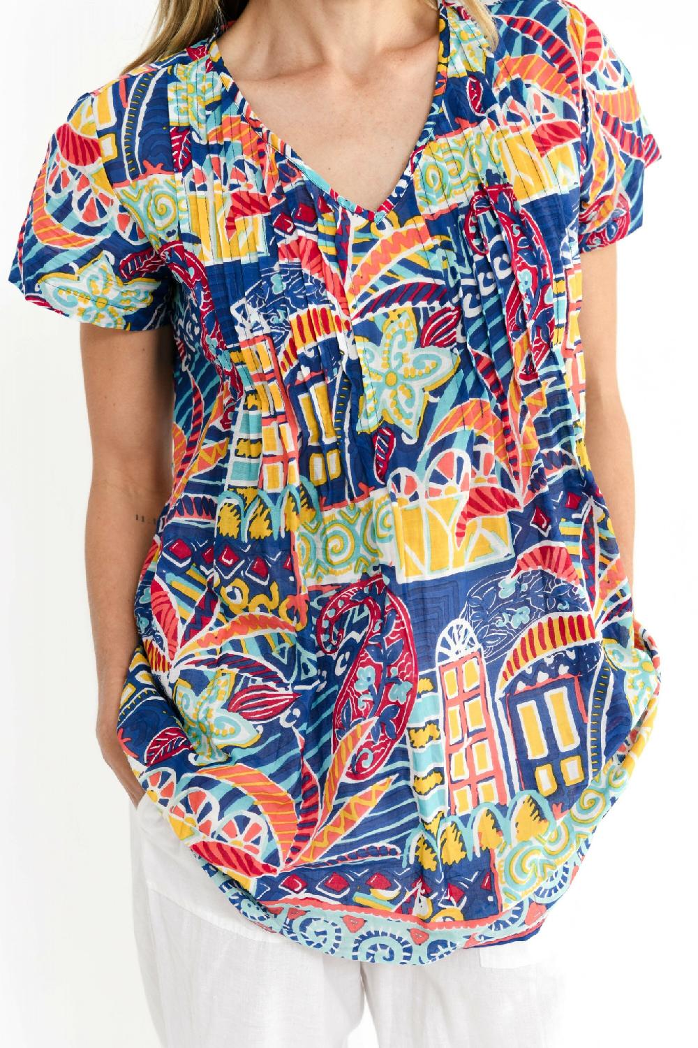 Oriëntique Kayla Cotton Blouse Short Sleeve