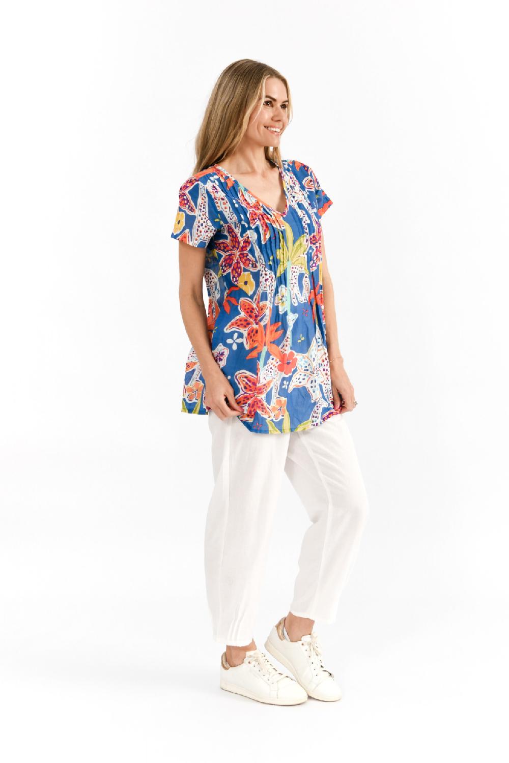 Oriëntique Kayla Cotton Blouse Short Sleeve