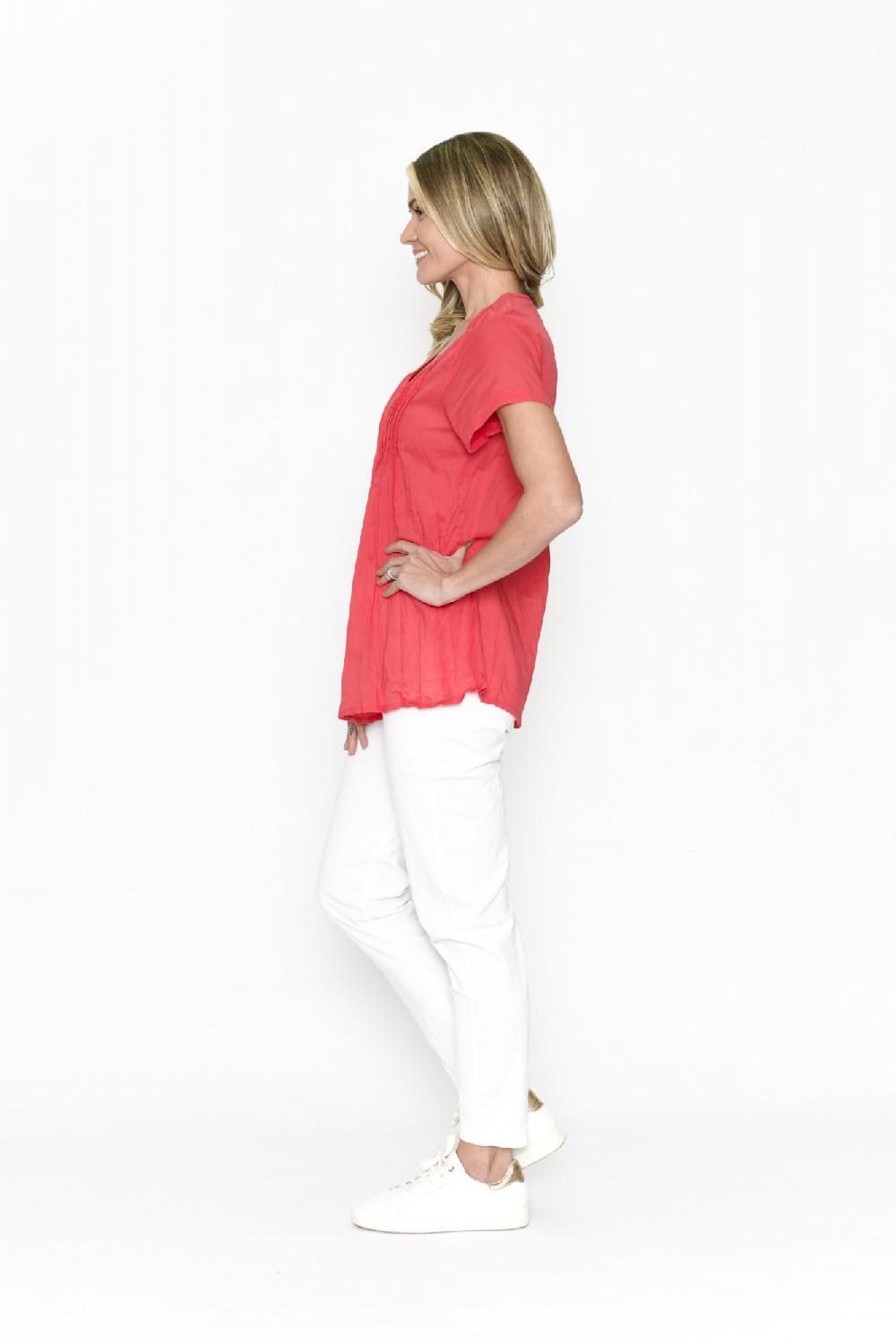 Oriëntique Kayla Solid Cotton Blouse Short Sleeve
