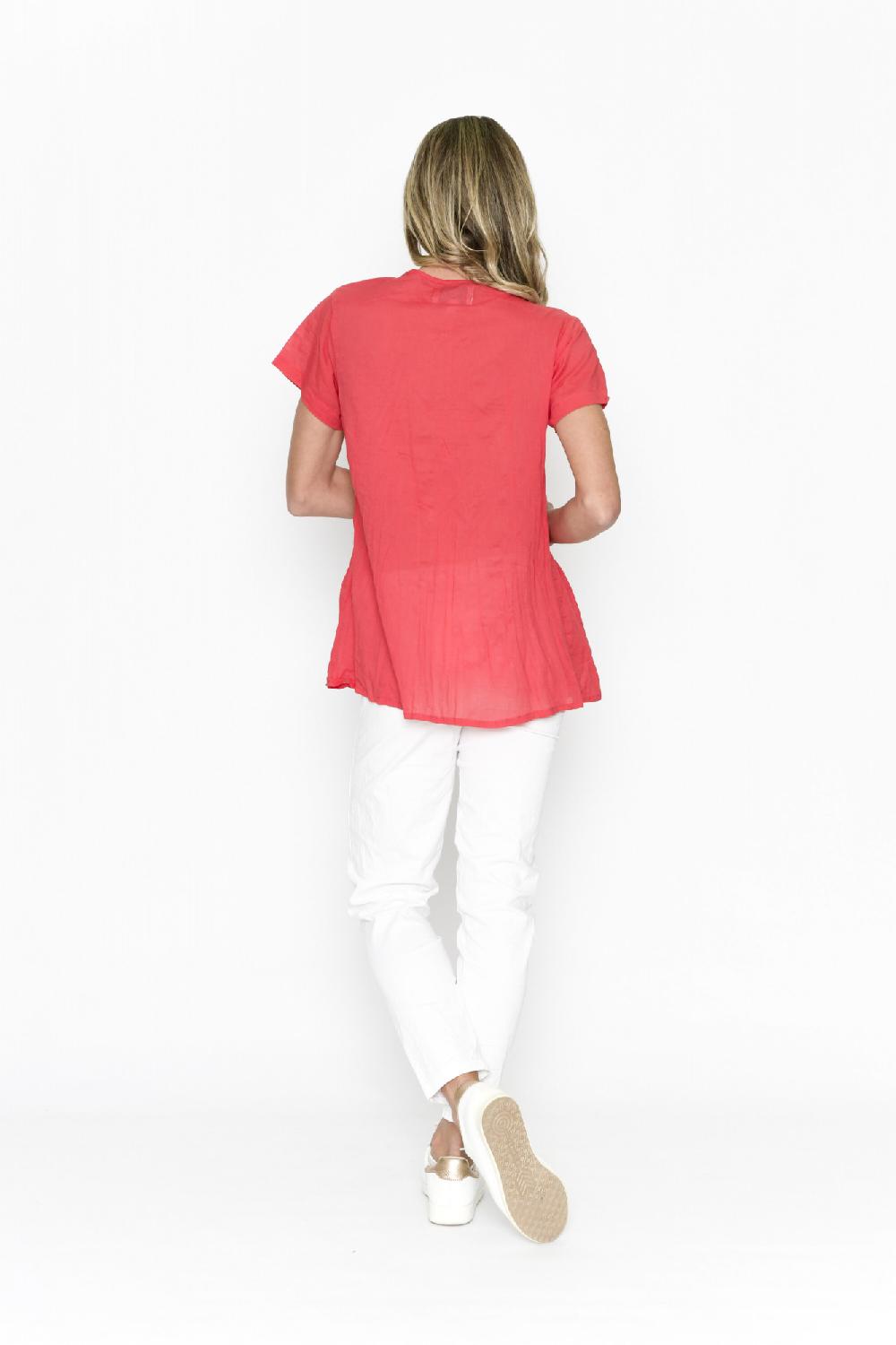 Oriëntique Kayla Solid Cotton Blouse Short Sleeve
