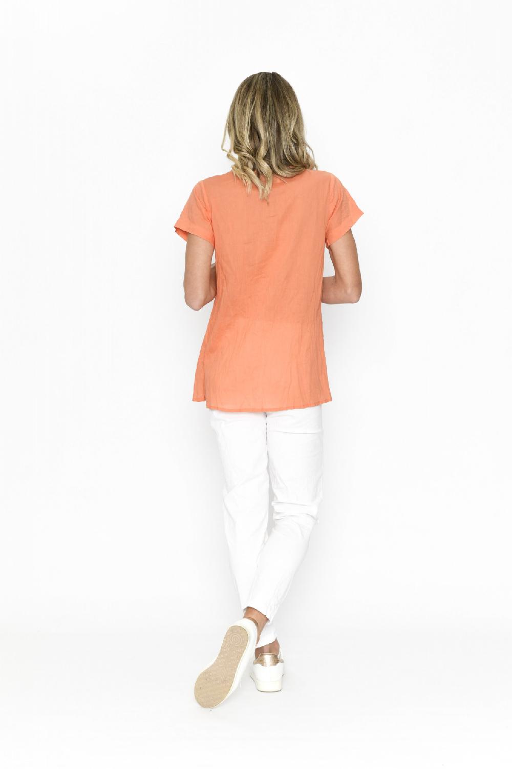 Oriëntique Kayla Solid Cotton Blouse Short Sleeve