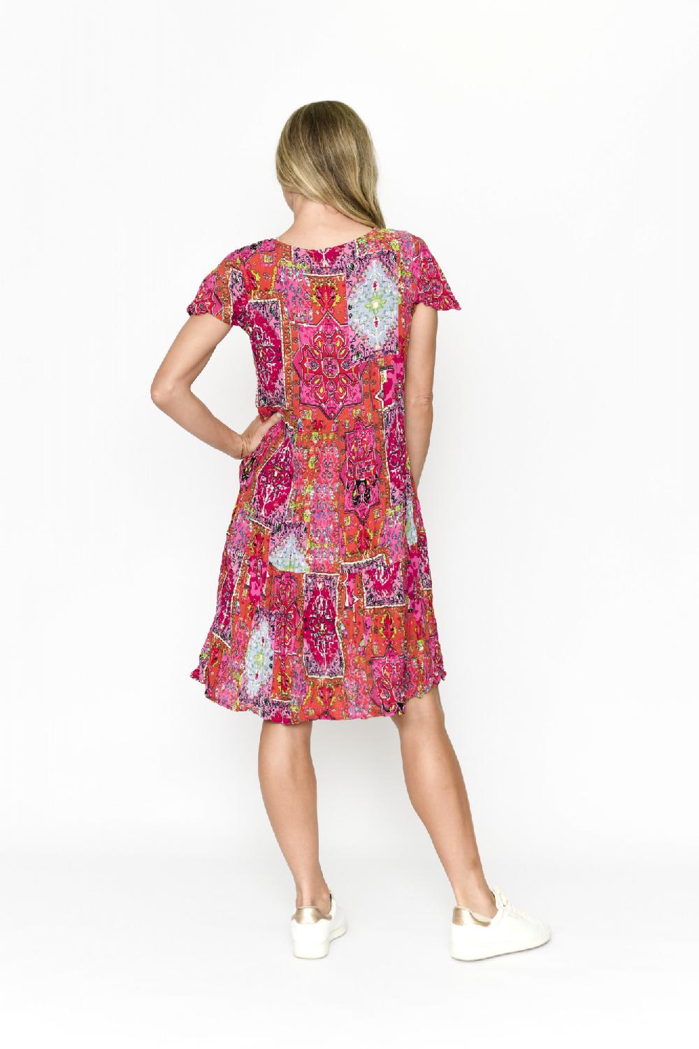 Oriëntique Kimberly Dress V Neck Short Sleeve