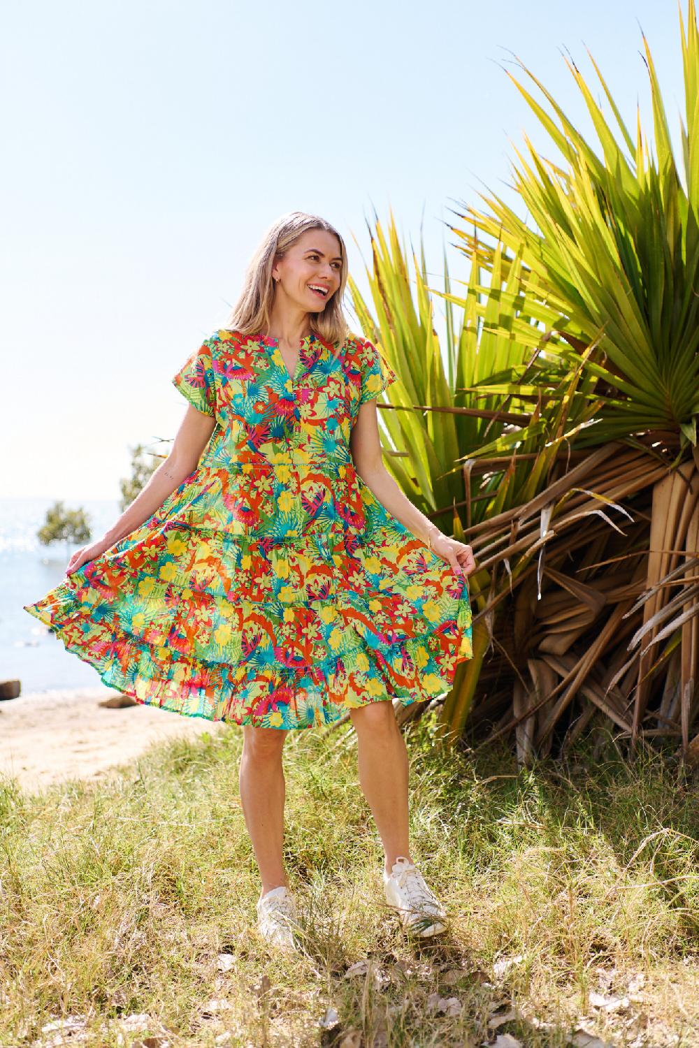 Oriëntique Leela V Neck Mini Dress