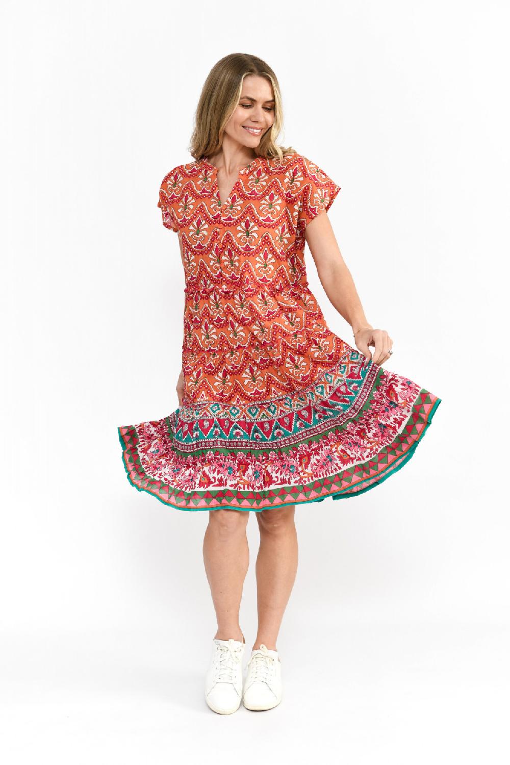 oriëntique Leela V Neck Mini Dress