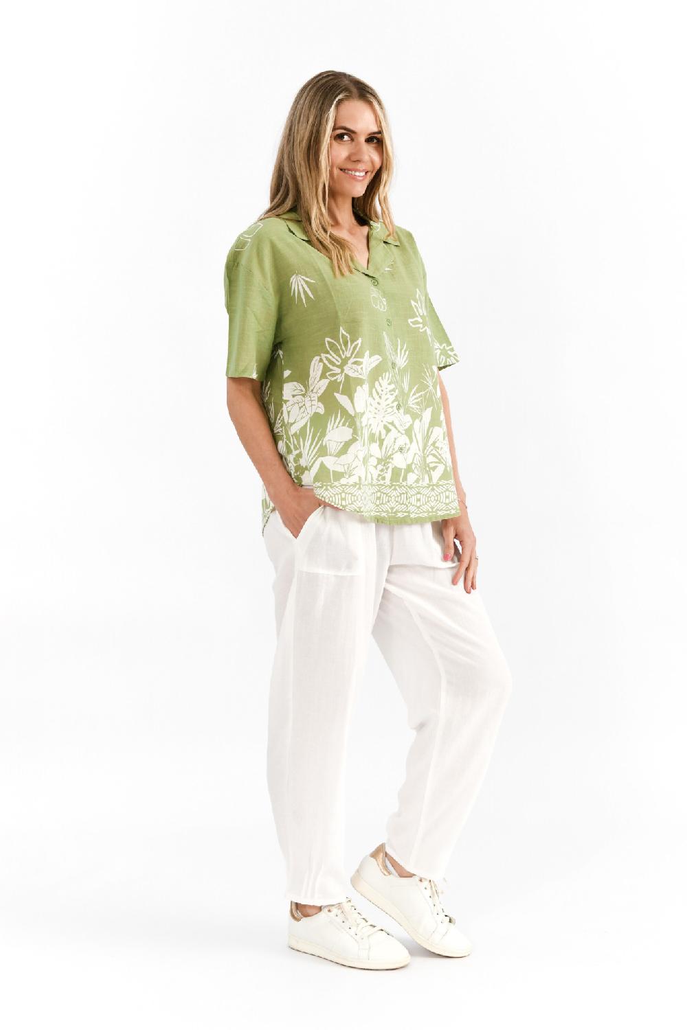 Oriëntique Margot Collared Short Sleeve Top