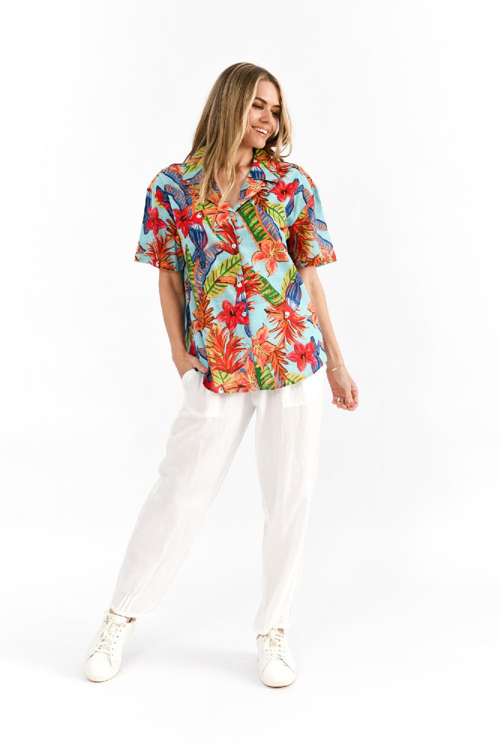 oriëntique Margot Collared Short Sleeve Top