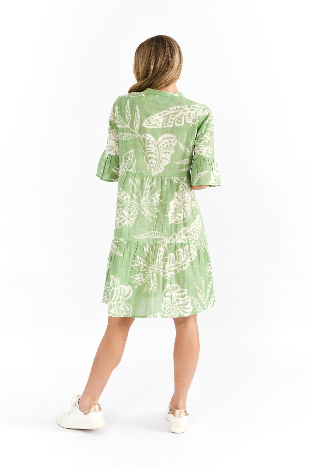 Oriëntique Maya Button V Neck Layer Dress