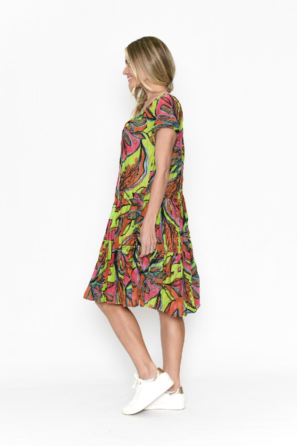 Oriëntique Poppy Dress Cap Sleeve Tassel V Neck