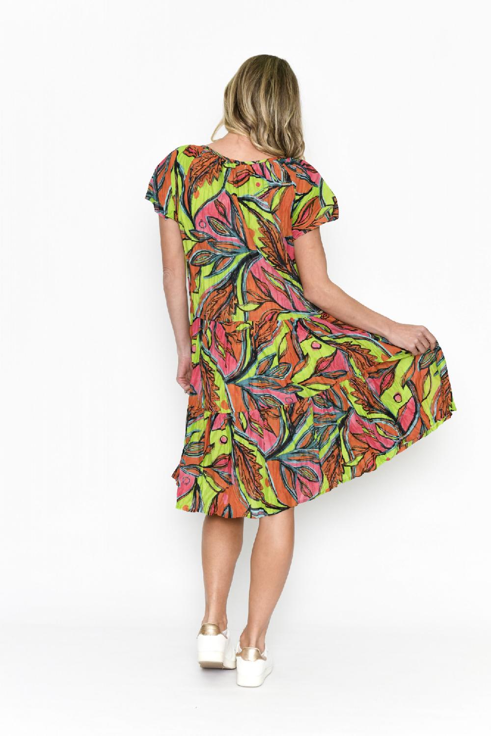 Oriëntique Poppy Dress Cap Sleeve Tassel V Neck