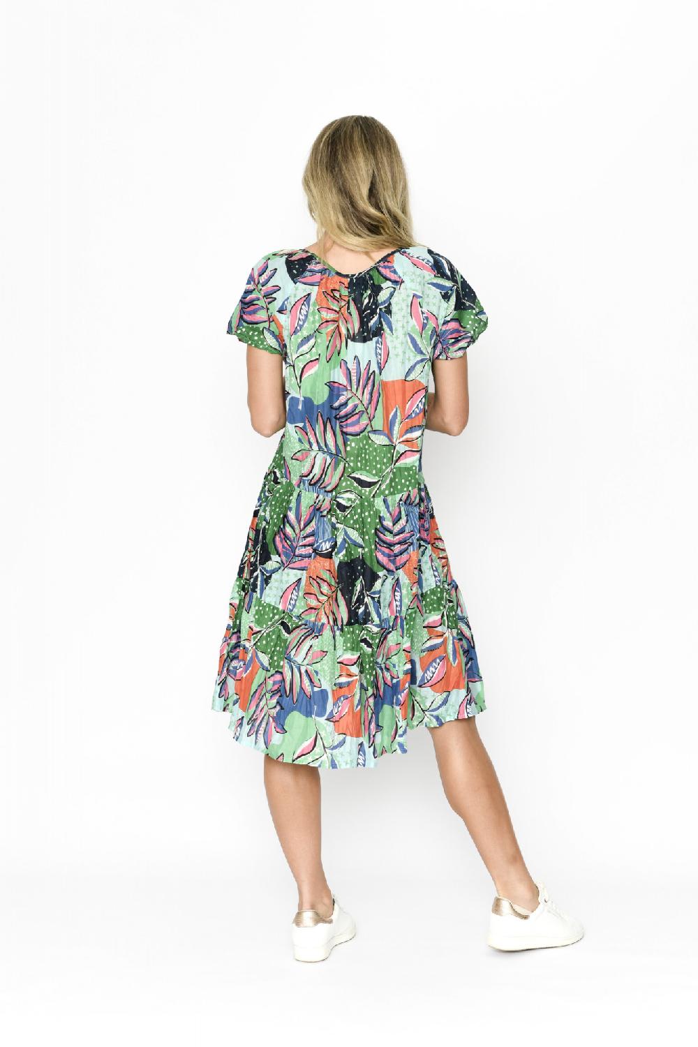 Oriëntique Poppy Dress Cap Sleeve Tassel V Neck