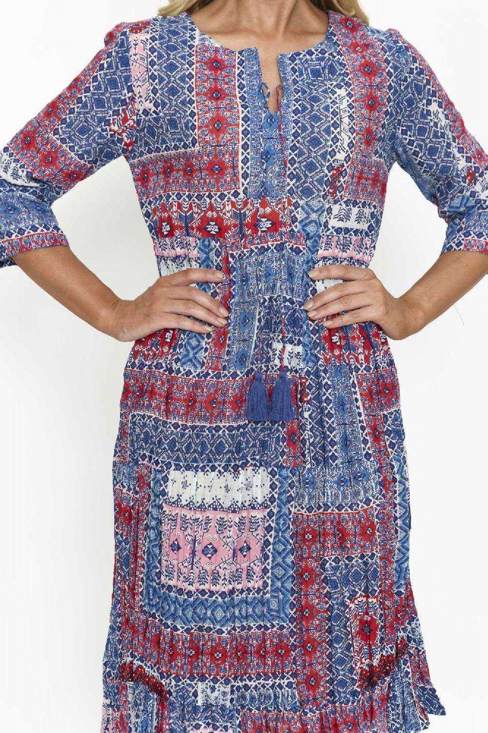 Oriëntique Rebecca Tie Nk Dress 3/4 Sleeve