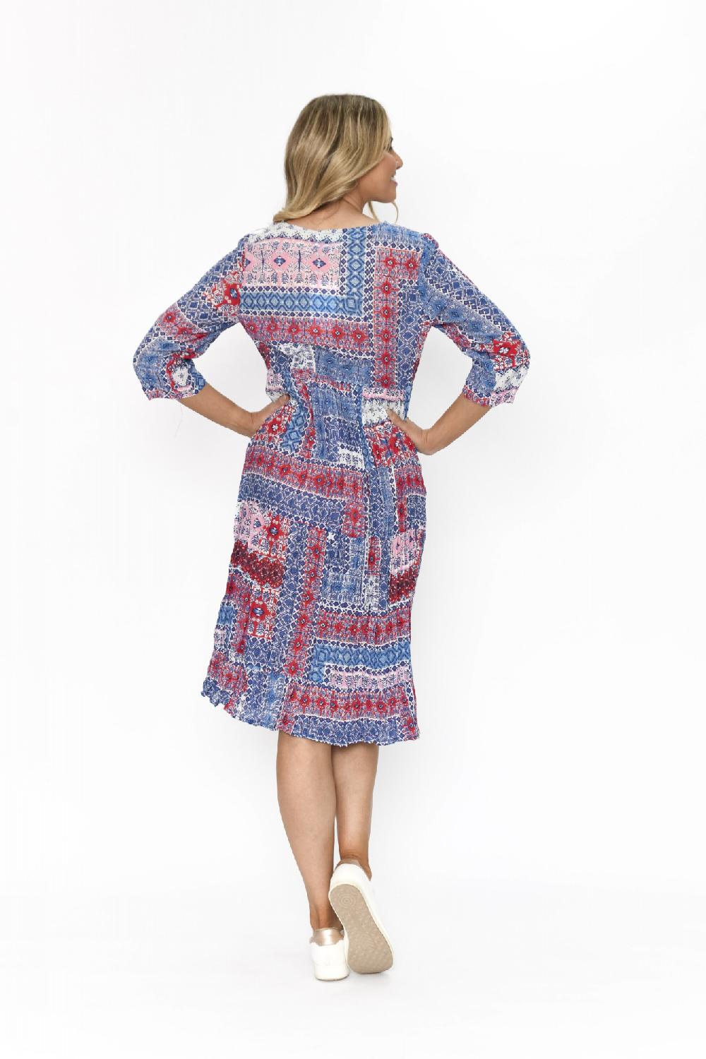 Oriëntique Rebecca Tie Nk Dress 3/4 Sleeve