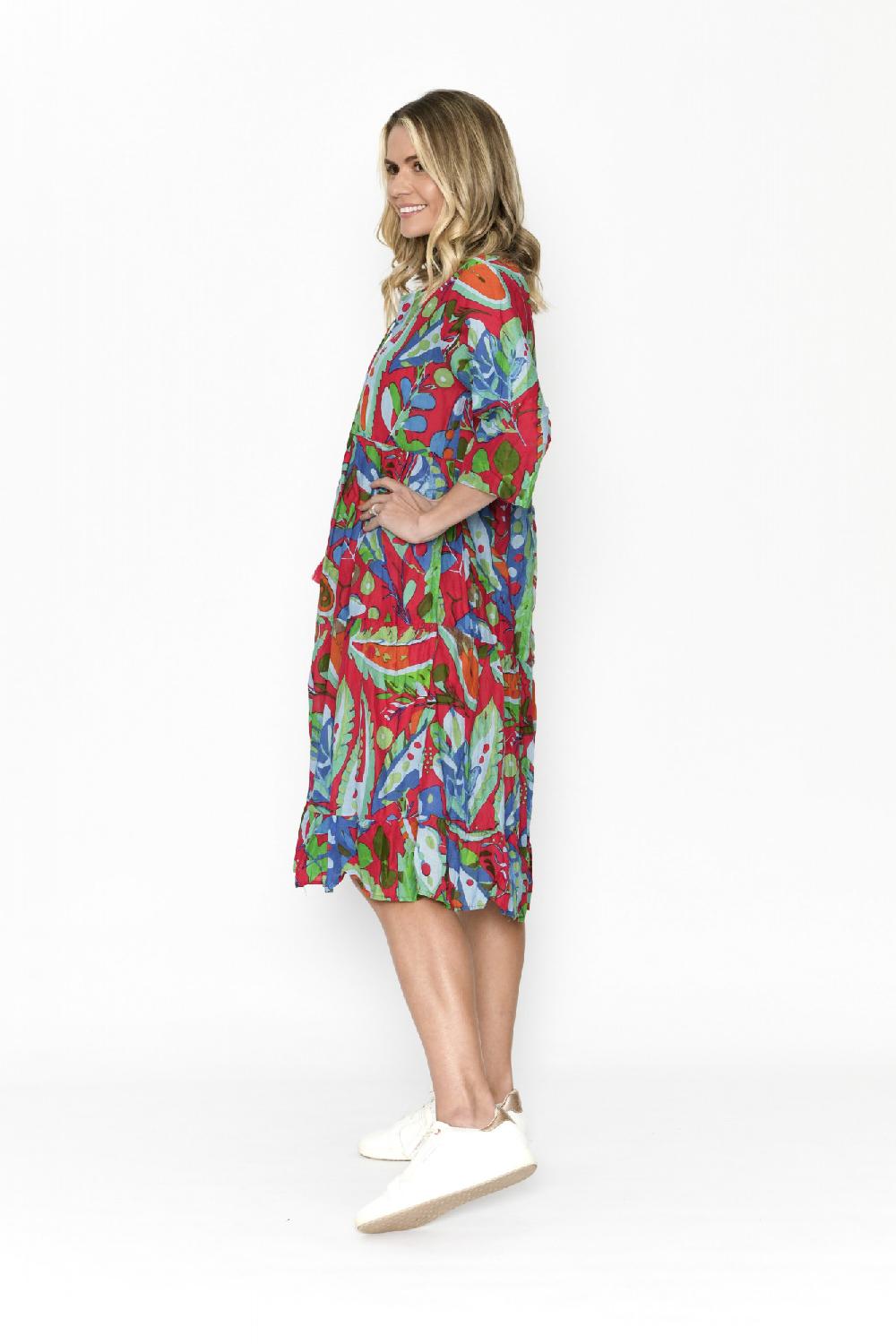 Oriëntique Rebecca Tie Nk Dress 3/4 Sleeve