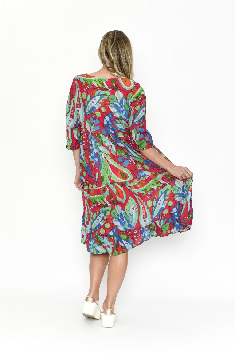 Oriëntique Rebecca Tie Nk Dress 3/4 Sleeve