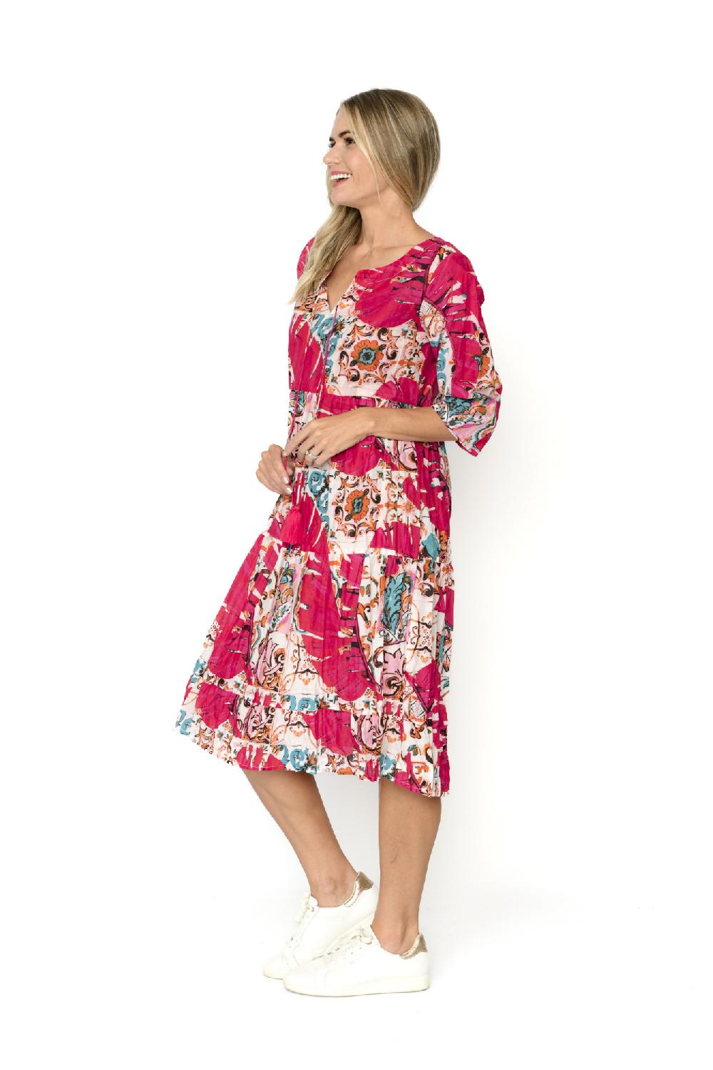 Oriëntique Rebecca Tie Nk Dress 3/4 Sleeve