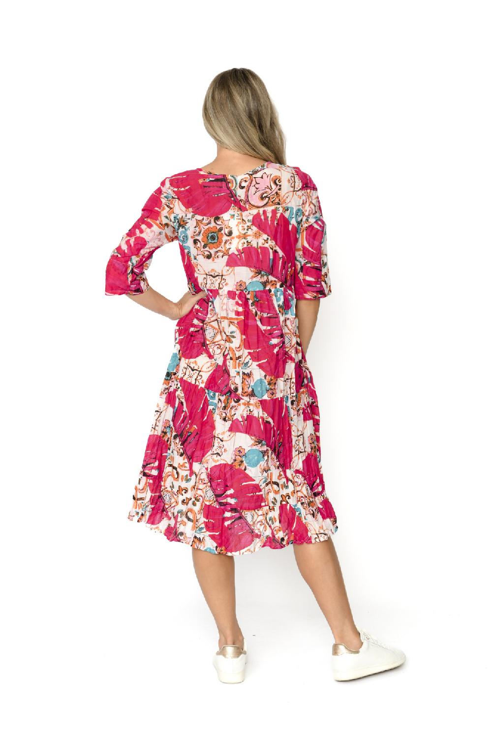 Oriëntique Rebecca Tie Nk Dress 3/4 Sleeve