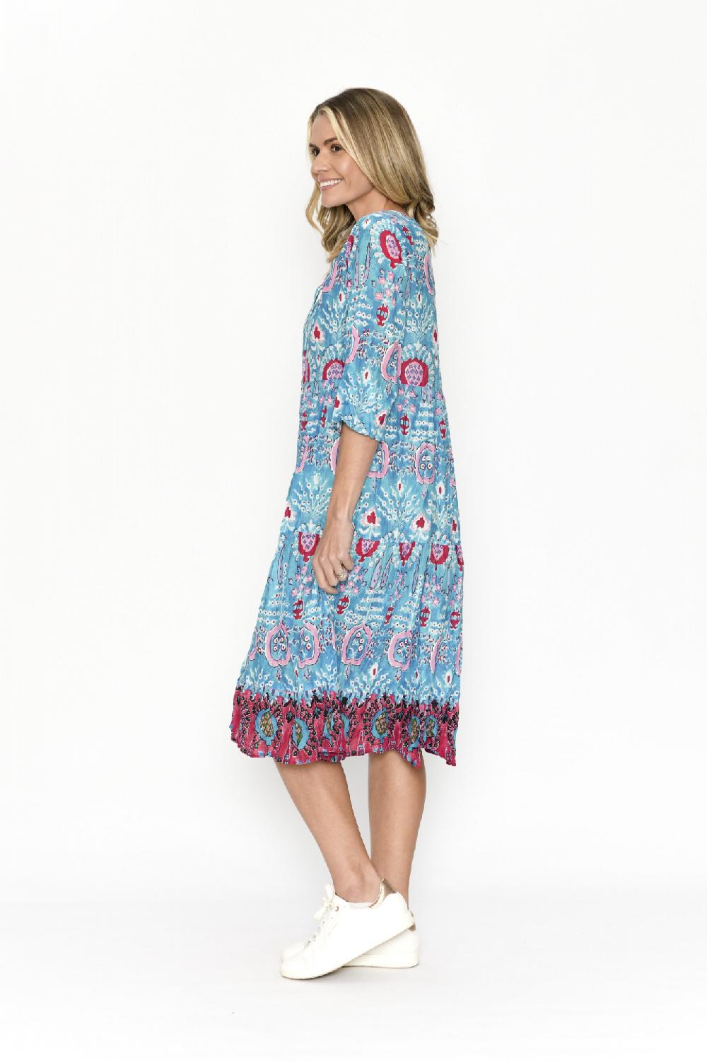 Oriëntique Rebecca Tie Nk Dress 3/4 Sleeve