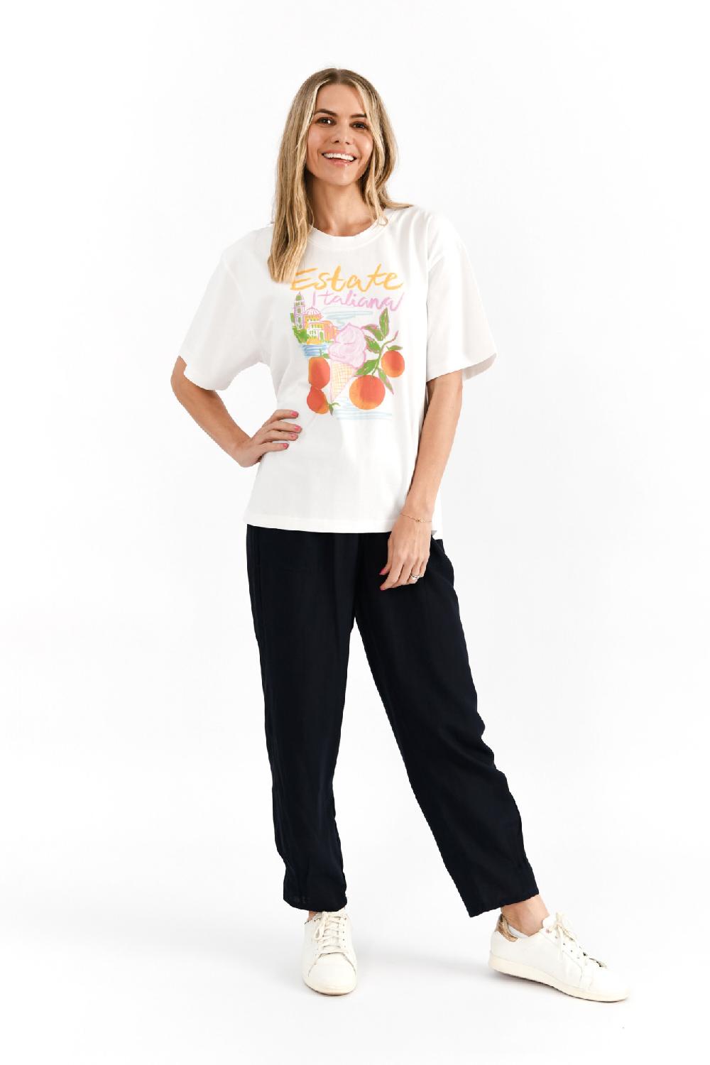 oriëntique Ruby Crew Neck Printed Tshirt