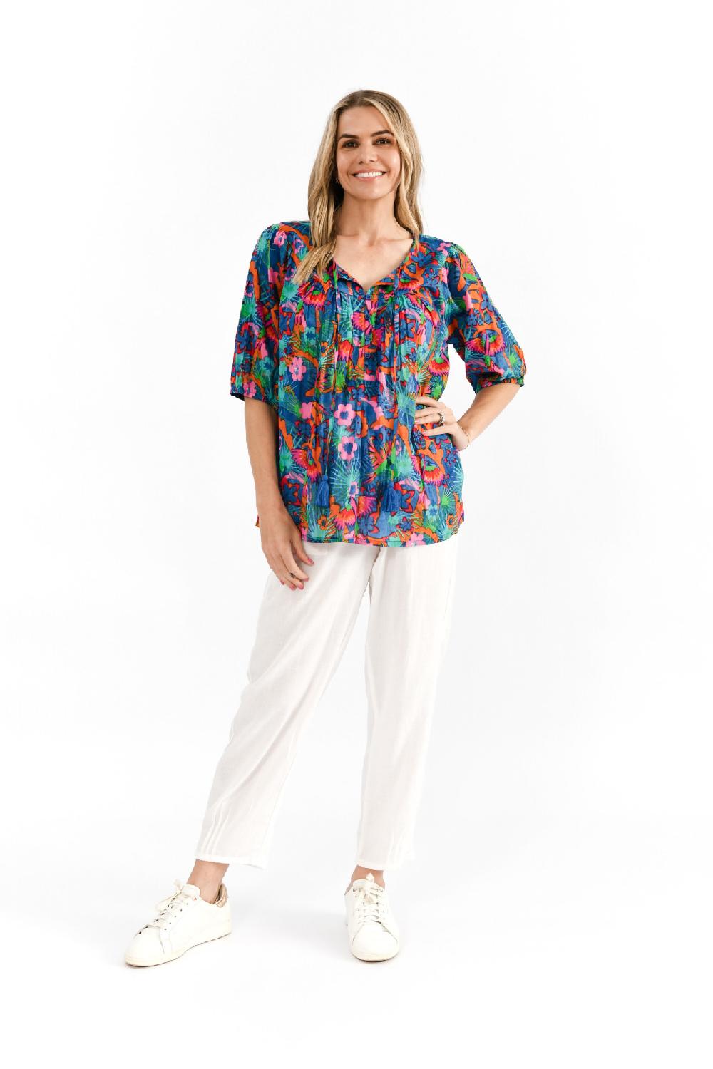 oriëntique Tessa V-Neck Tassel Top
