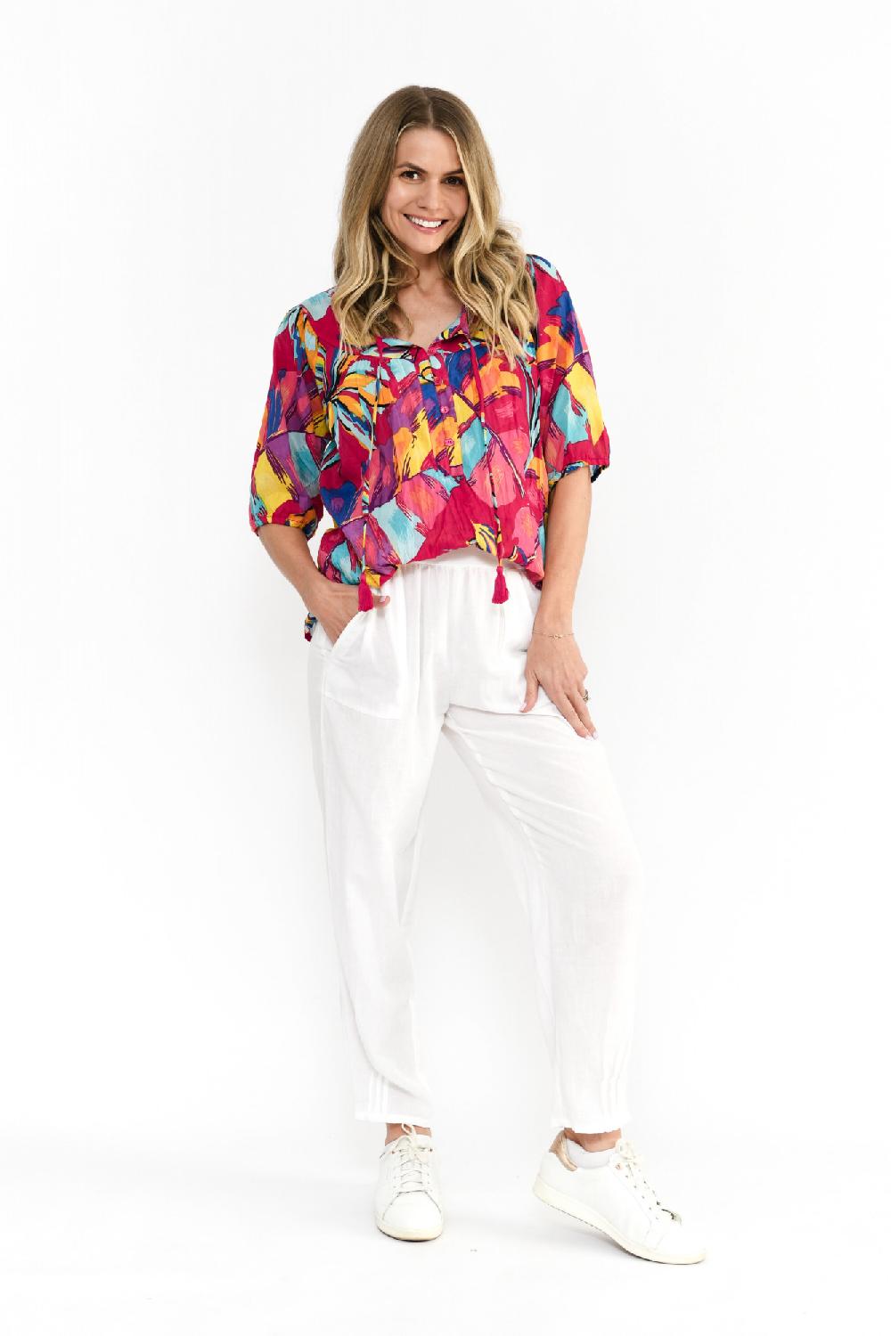 Oriëntique Tessa V-Neck Tassel Top