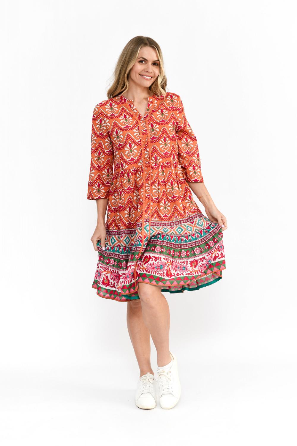 oriëntique Vivian V Neck Shirt Dress