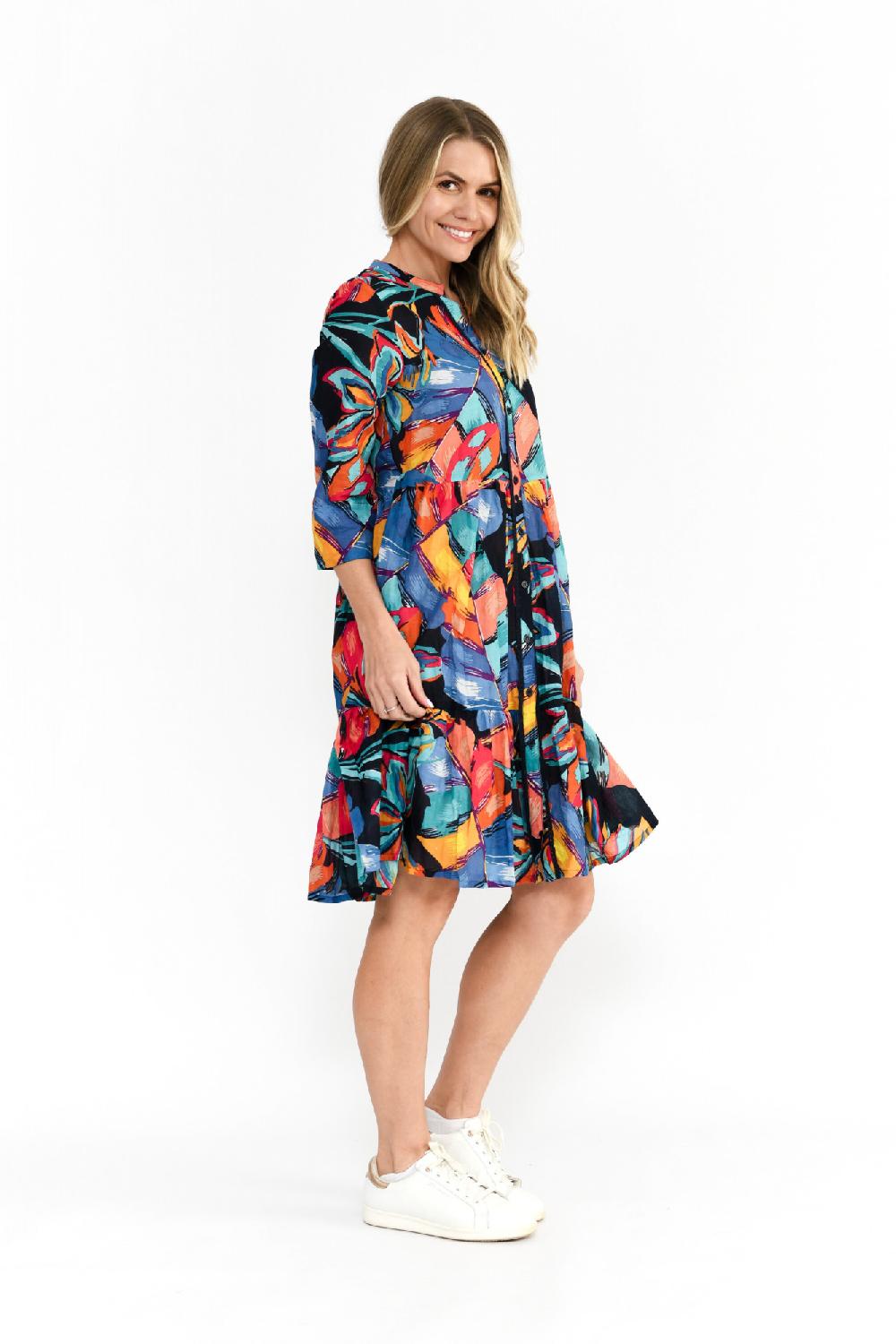 Oriëntique Vivian V Neck Shirt Dress