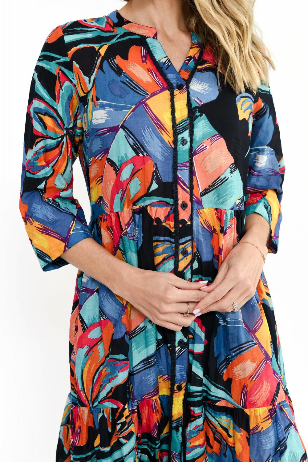 Oriëntique Vivian V Neck Shirt Dress