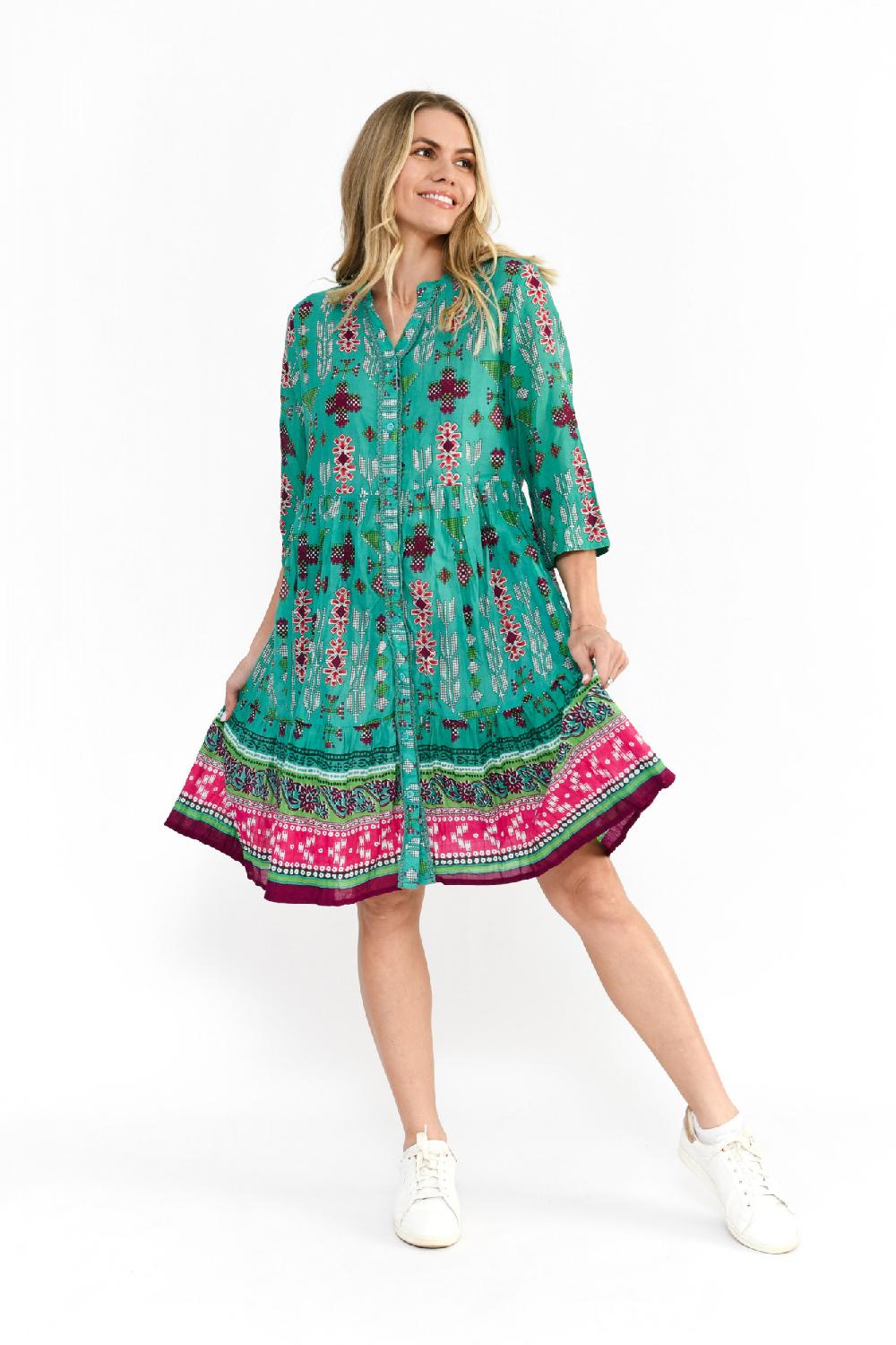 oriëntique Vivian V Neck Shirt Dress