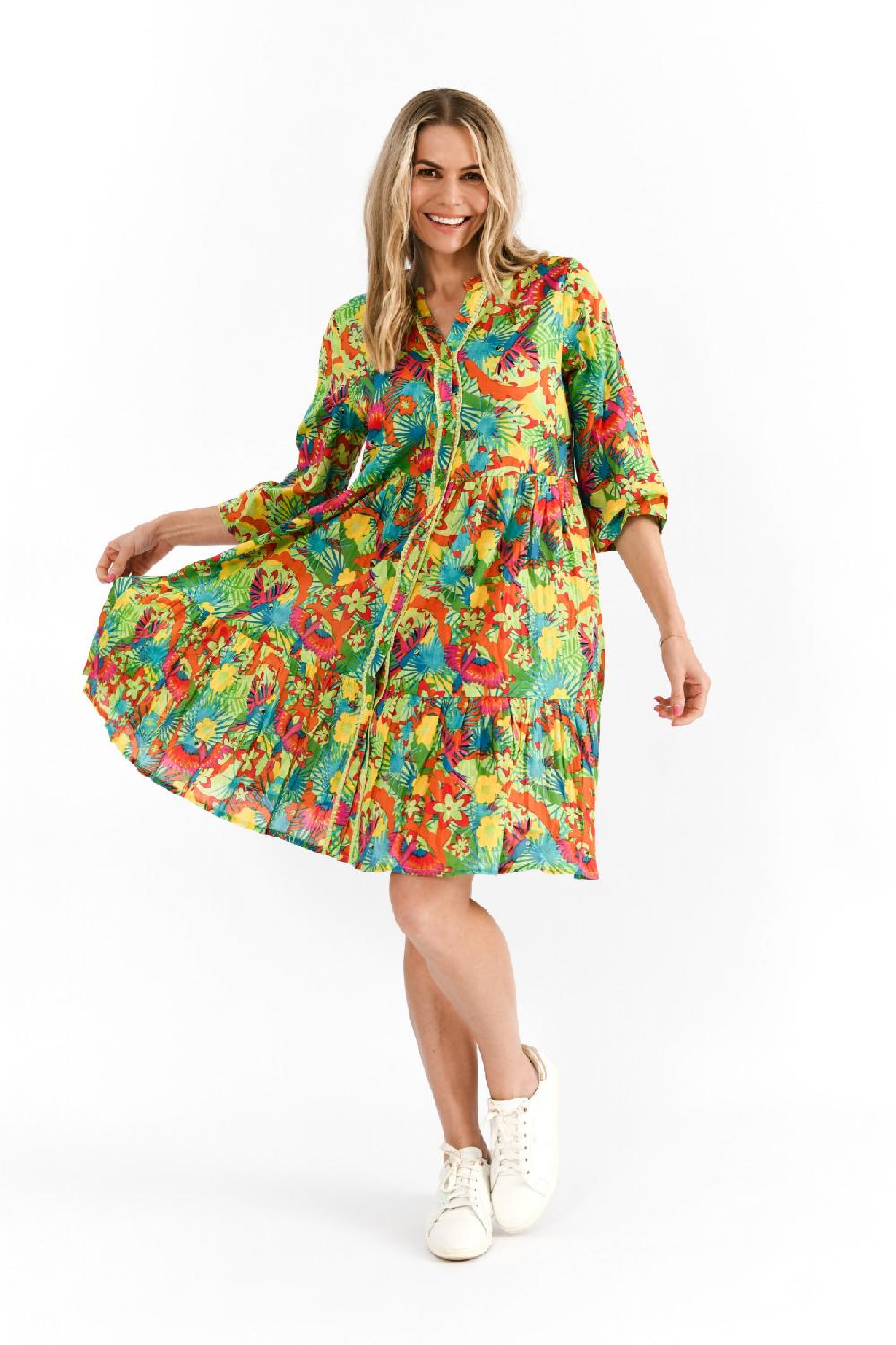 oriëntique Vivian V Neck Shirt Dress