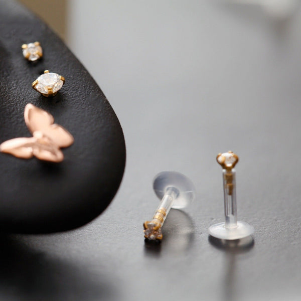Origami Jewellery 16g BioFlex Push Fit Gold Piercings