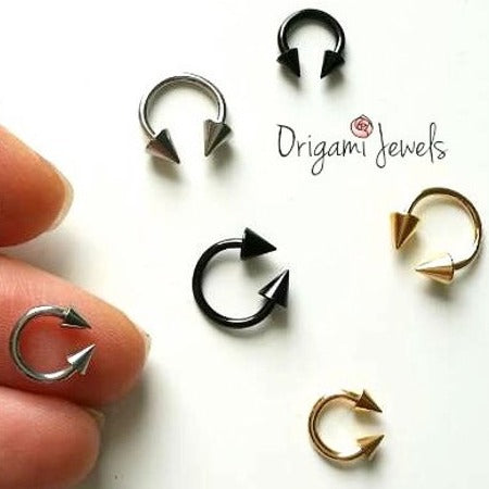 origami jewellery 16g Horseshoe Ring with Cone ends