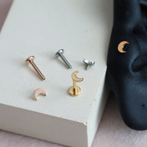 Origami Jewellery 16g Internally Threaded Crescent Moon Labret