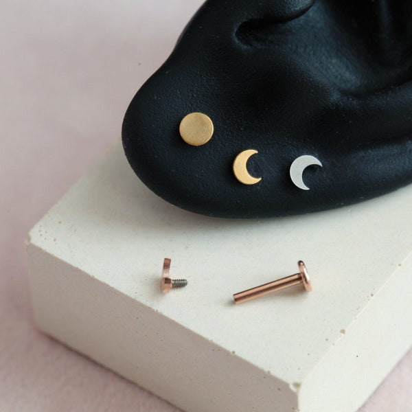 origami jewellery 16g Internally Threaded Crescent Moon Labret