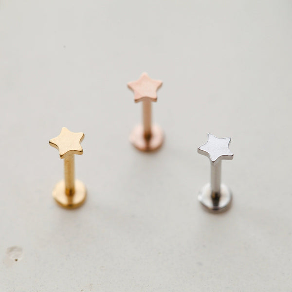 Origami Jewellery 16g Internally Threaded Star Labret