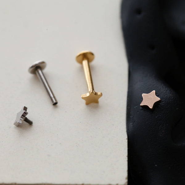 origami jewellery 16g Internally Threaded Star Labret