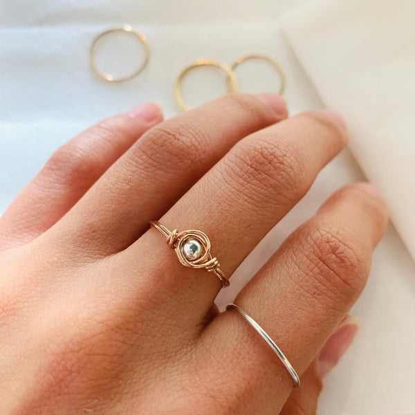 origami jewellery 925 Silver Ball Wrapped Rose Ring