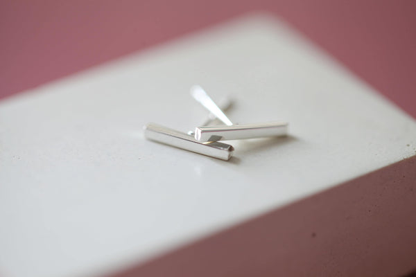 Origami Jewellery Bar Earrings • Simple Studs • Silver Bar Earrings • Minimalist Gold Line Earrings • Waterproof Gold Bar Earrings • Dainty Daily Studs