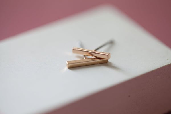 Origami Jewellery Bar Earrings • Simple Studs • Silver Bar Earrings • Minimalist Gold Line Earrings • Waterproof Gold Bar Earrings • Dainty Daily Studs