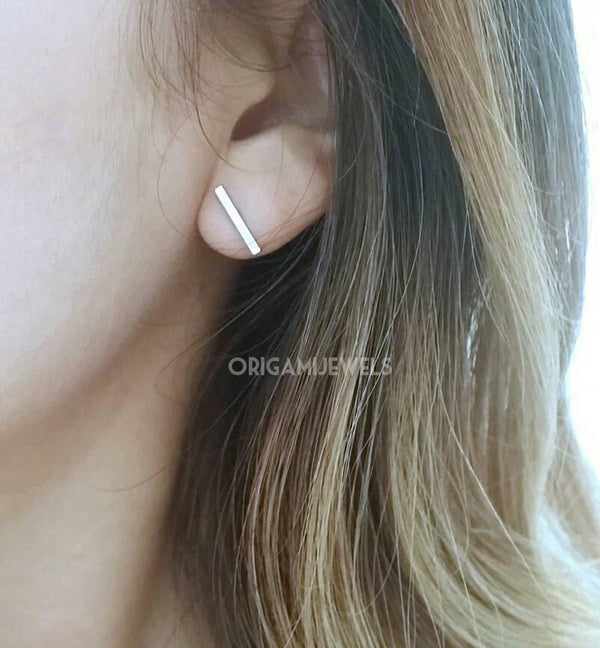 origami jewellery Bar Earrings • Simple Studs • Silver Bar Earrings • Minimalist Gold Line Earrings • Waterproof Gold Bar Earrings • Dainty Daily Studs
