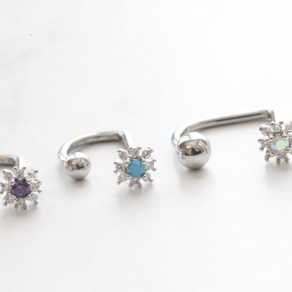 origami jewellery Mini Iridescent Sunflower Medusa Piercing