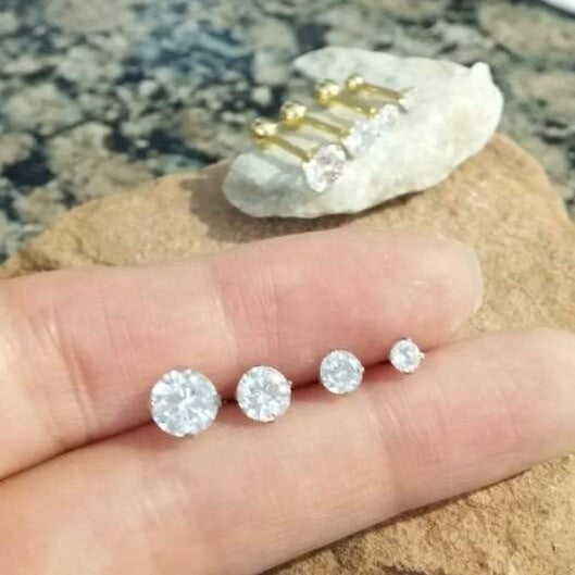 origami jewellery 16g Clear Stone Earring