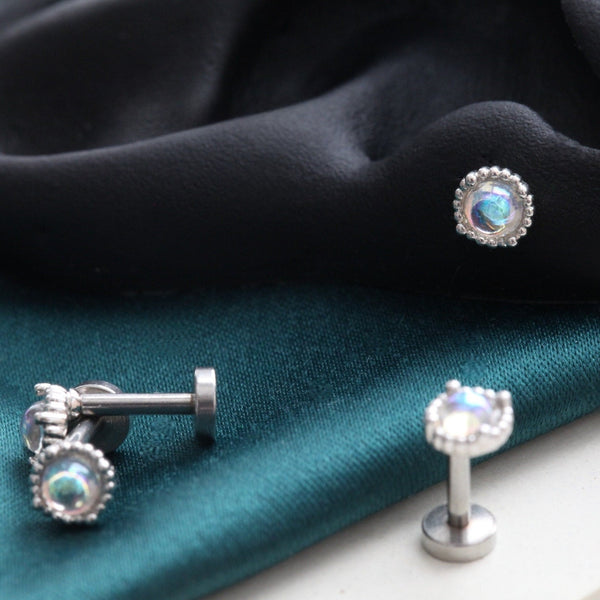 Origami Jewellery 16g Moonstone Flat Back Earring