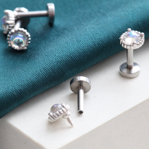 Origami Jewellery 16g Moonstone Flat Back Earring