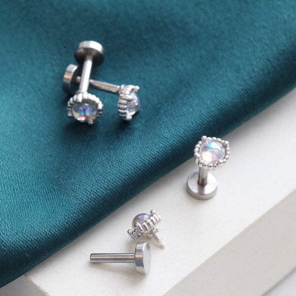 Origami Jewellery 16g Moonstone Flat Back Earring