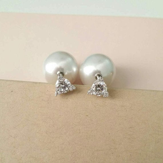 Origami Jewellery 16g Triangle Pearl Back Earrings