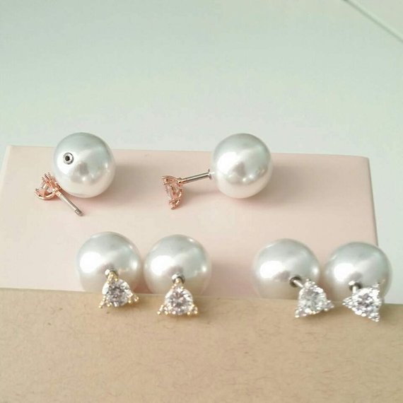 Origami Jewellery 16g Triangle Pearl Back Earrings